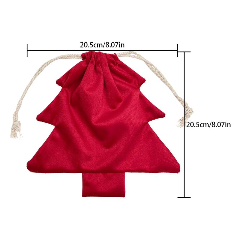 Christmas Tree Velvet Drawstring Gift Bag with Bells Xmas Hanging Ornament Candy Pouch Christmas Party Decoration Supplies 7