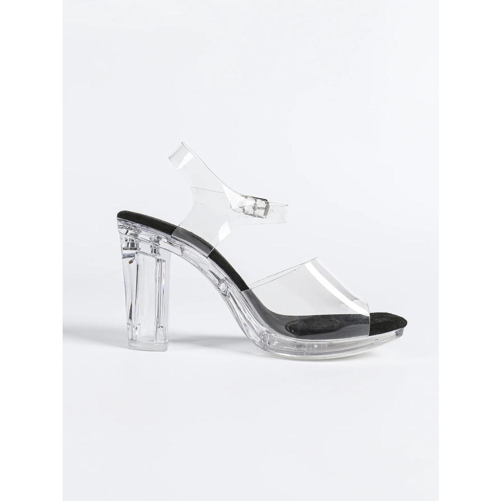 12Cm Clear Heel Cool Slippers Women's 2026 New Season French Transparent Versatile Chubby Sandals Slim Heel LFD-69192-1