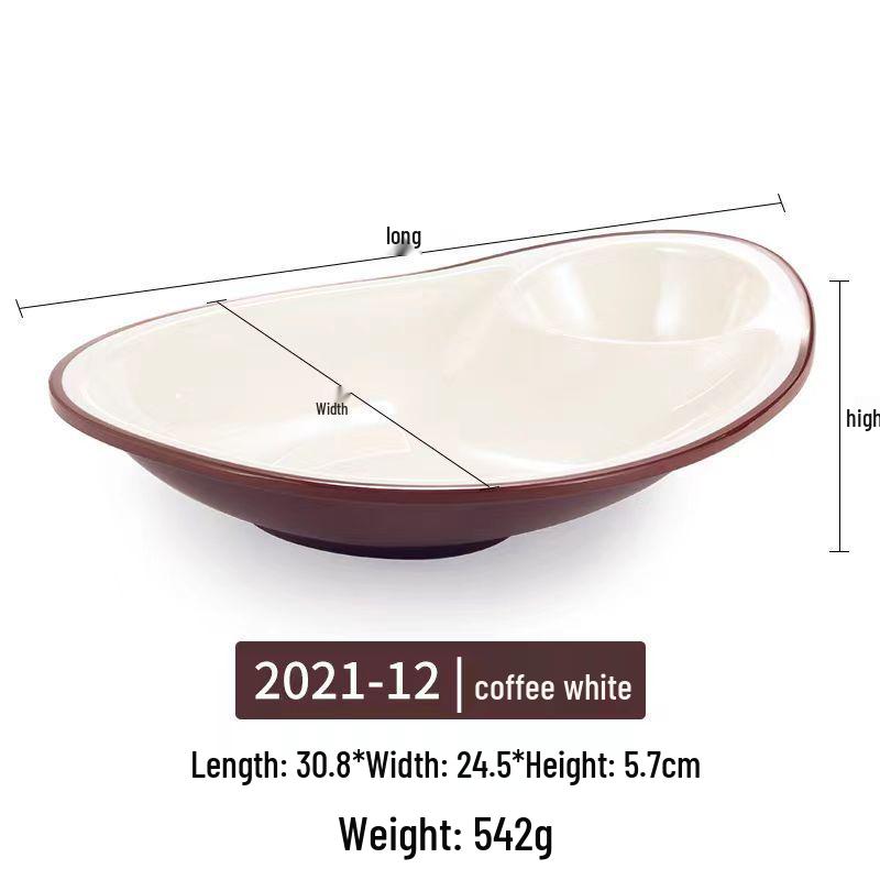 Melamine Divided Plate with Vinegar Dish for Dumplings, Shrimp, Cold Dishes, Snacks.