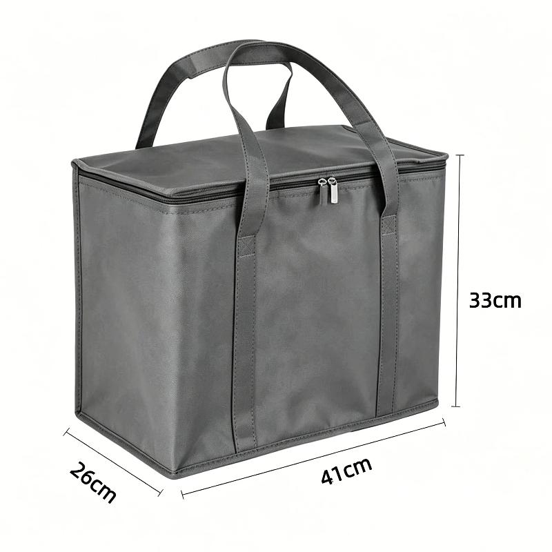 Thermal Insulated Food Delivery Bag Tear Resistant Aluminum Foil Lining Reusable Zipper for Commercial Food Delivery Service
