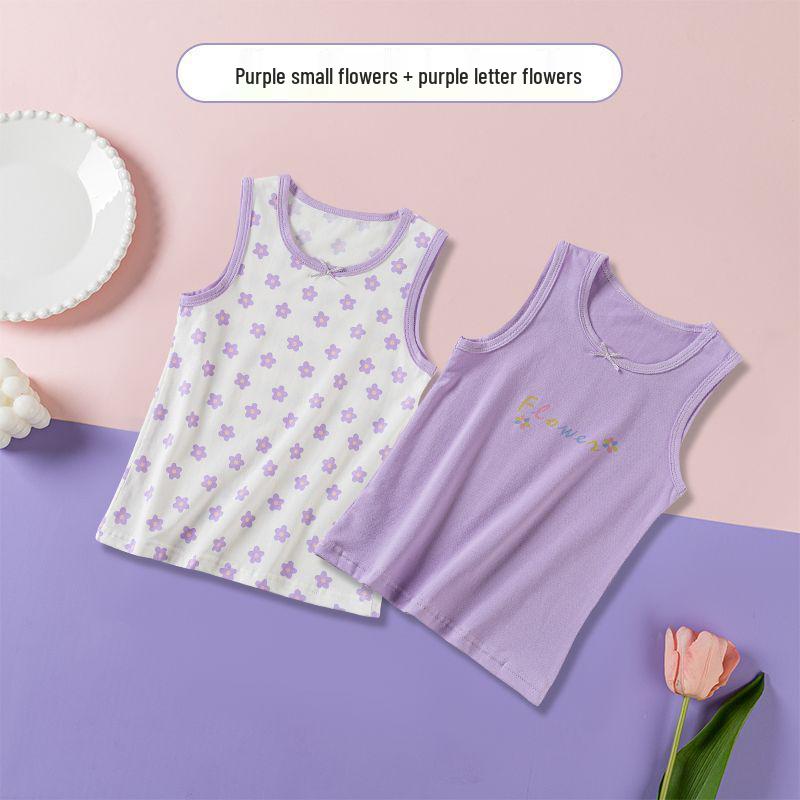 Class A Girls' Floral Cotton Tank Top for Ages 6-12 - Available In Medium & Large Sizes