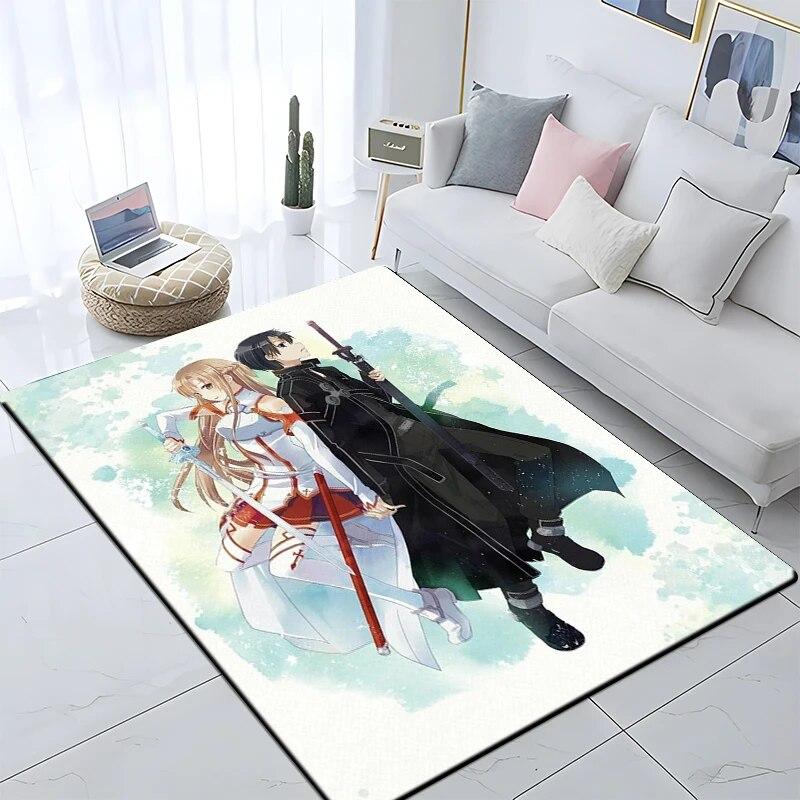 Hot Anime SAO Sword Art Online Modern House Living Room Floor Matte Bedroom Carpet Poster Mat Pattern Decorative Square Rug Gift