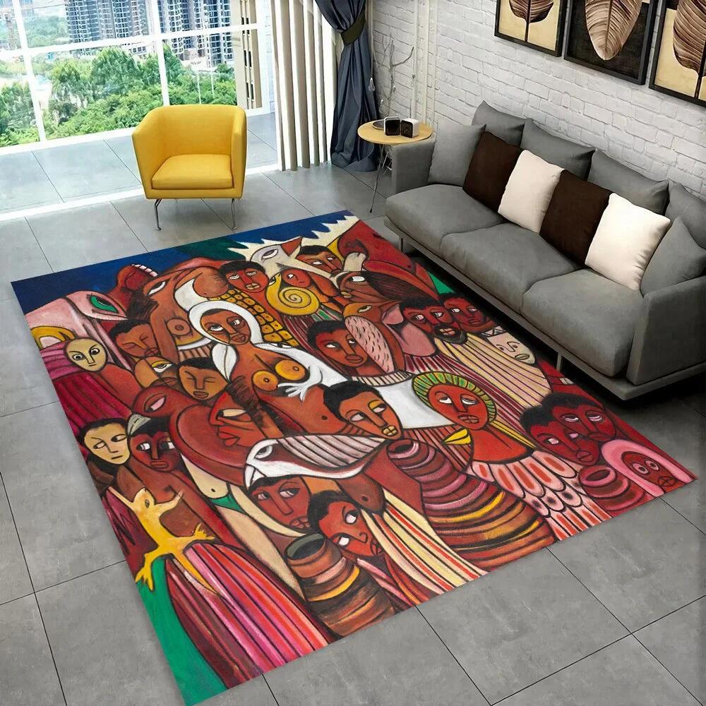 3D Africa Ethiopian Painting Art Carpets Cartoon Area Rug ,Carpet for Home Living Room Sofa Doormat Decor,Non-slip Floor Mats