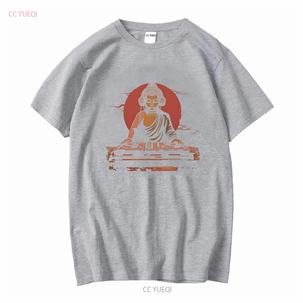 Buddha DJ In Headphones Softstyle T Shirt Long or Short Sleeves Vintage Washed Unisex Stretched Top For Everyday Wear Graphic