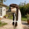 Porch Goose Wig Cute Goose Statue Braid Wig Funny Double Braids with Adjustable Elastic Band for Lawn Goose Statue Yard Garden Outdoor Decoration