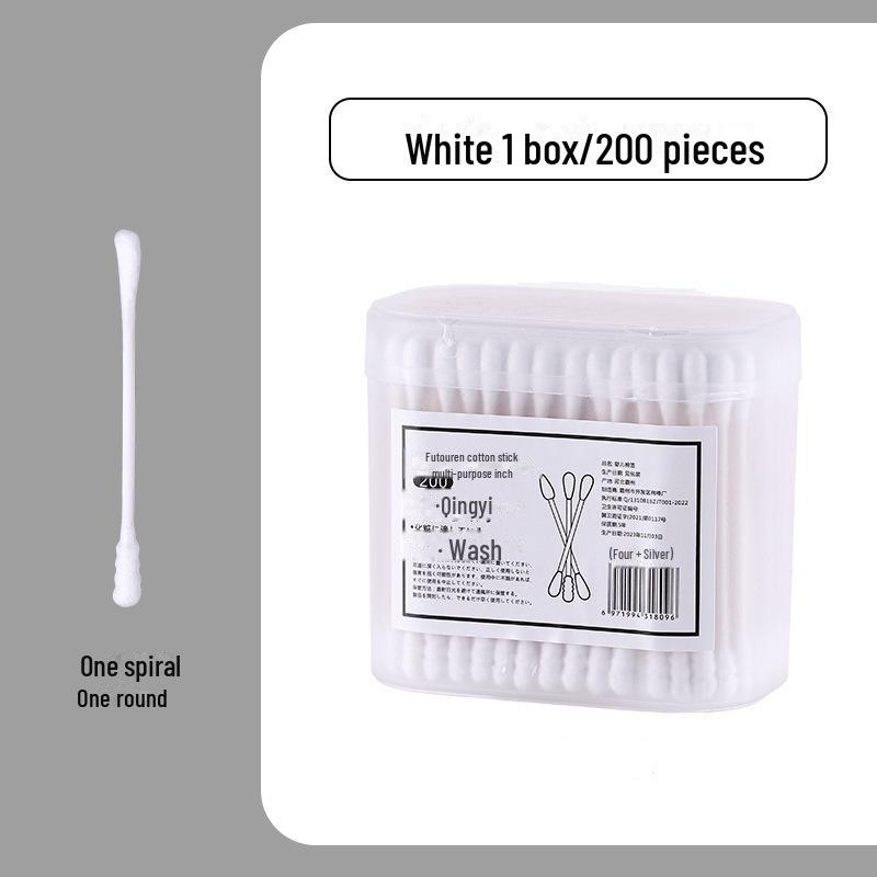 Boxed Black Double-Headed Spiral Cotton Swabs for Ear Cleaning