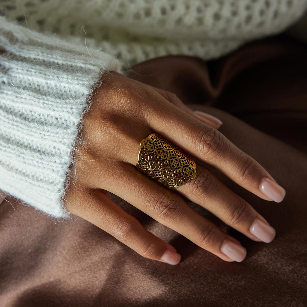 Yori Minimalist Wide Bohemian Open Daily Ring Stainless Steel Versatile Popular PVD Waterproof Jewelry New Gift