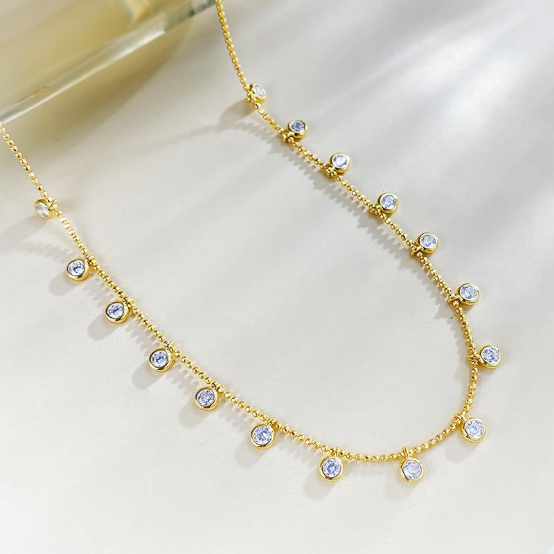 Fashion New Tassel Necklace 925 Silver Plated Gold Neckchain Cross Border Ins Style Collar Chain Jewelry Women