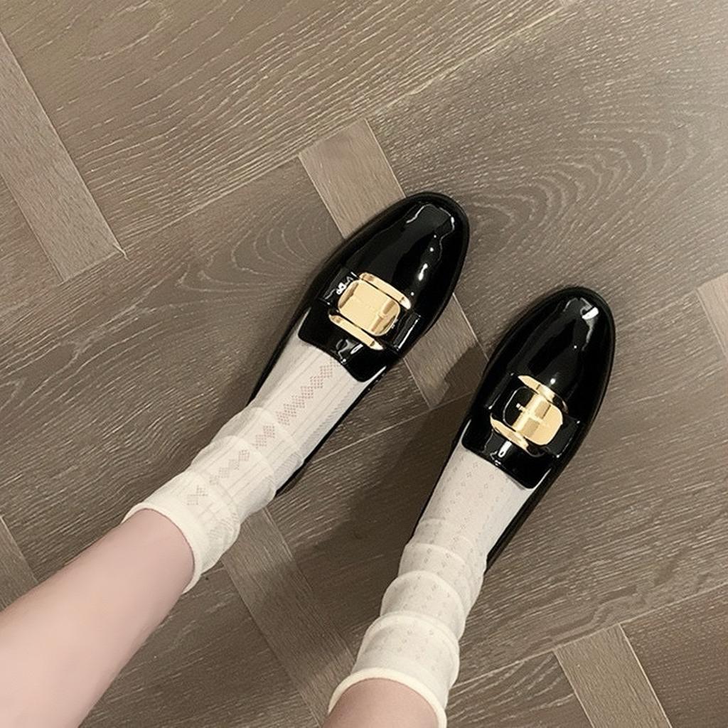 Lammfellversion von Fira Manor superweiche goldene Schnalle Slipper zum Hineinschlüpfen Damen kleine Lederschuhe