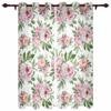 Vintage Pattern Texture Hibiscus Flower Window Curtains In The Living RoomKitchen Window Curtains Hotel Printed Drapes