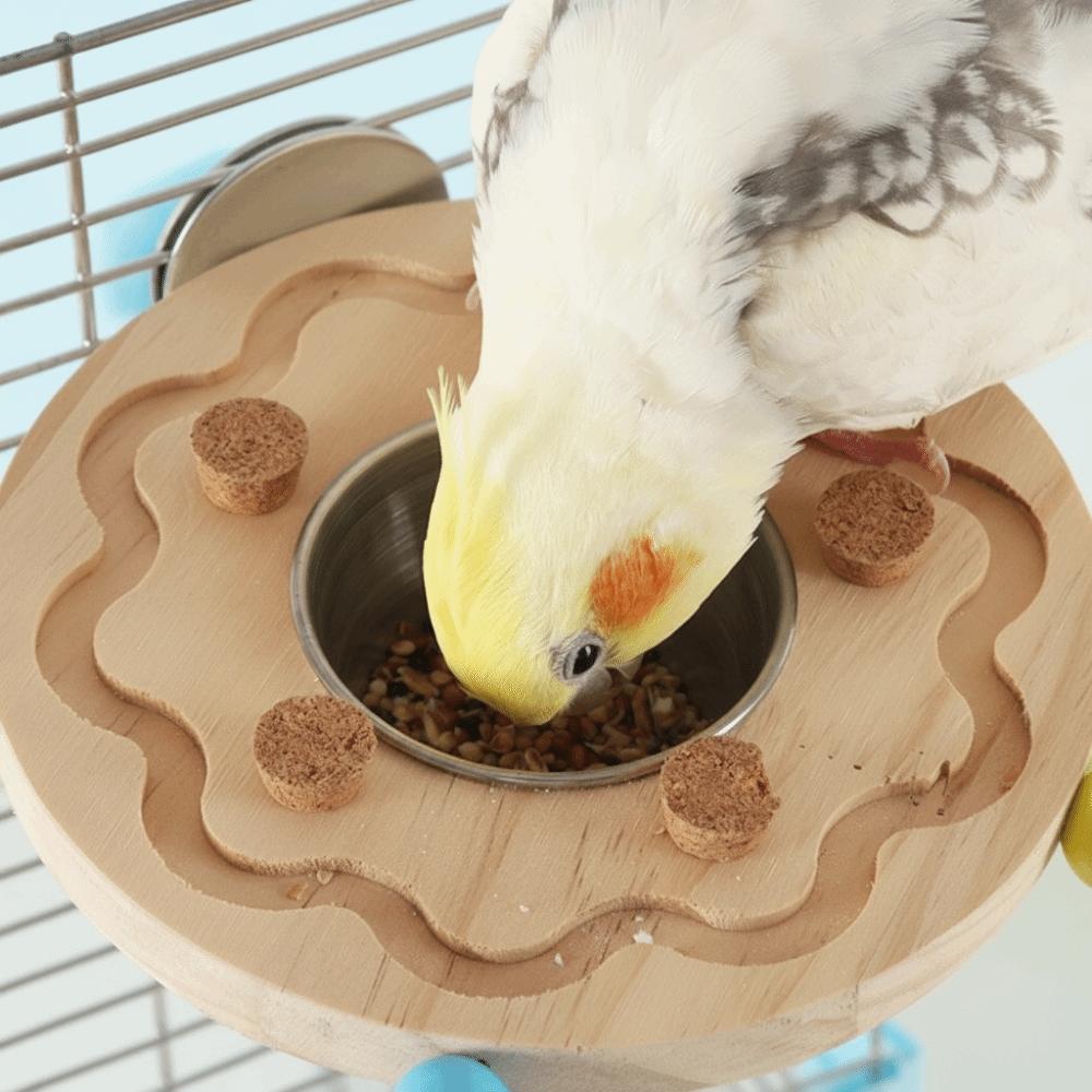 Wooden Parrot Puzzle Toys Bite Resistant Block Cork Bird Perch Stand Durable Wear-Resistant Parrot Cage Molar Toy