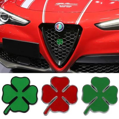 Pro Romeo Giulia 159 147 156 4C Stelvio Giulietta Mito Slitina Styling Auta Přední Maska Znak Čtyřlístku Dekorace