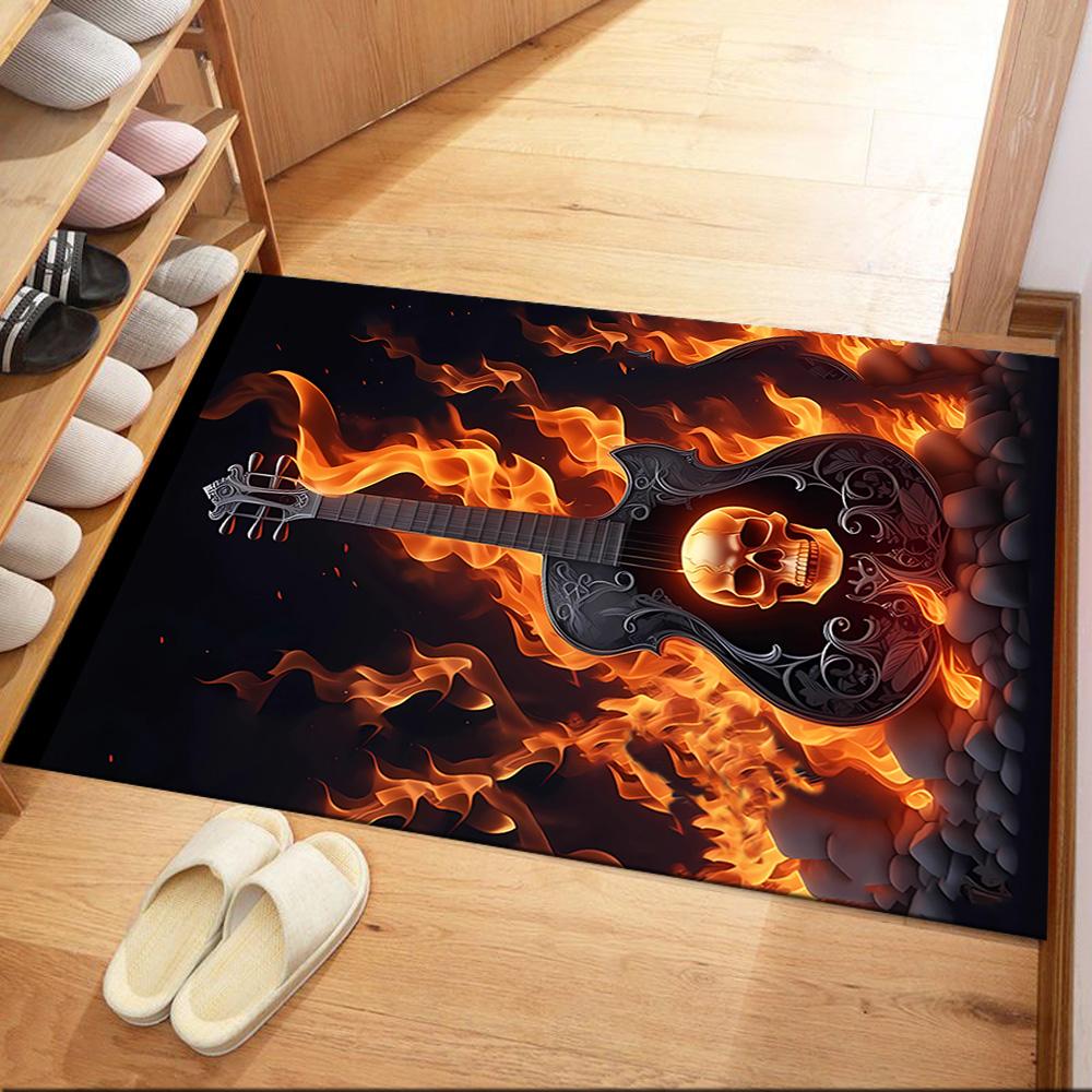 Golden Skull Artwork Floor Mats for Living Room, Bedroom and Room Decoration Are Suitable for Gifts.