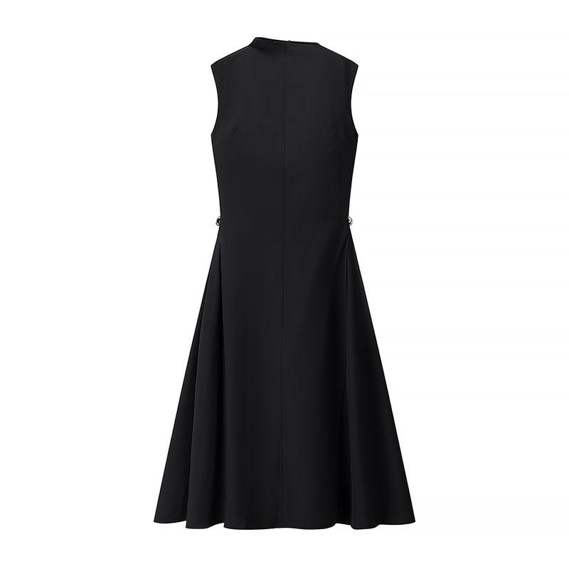 Kaslead New Arrival Women's Clothing Fashion Style Fashion Silm Niche Style Half Turtleneck Large Swing Dress