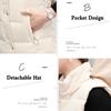 Women's Winterized Vest Detachable Hood Warm Oversized Mid-Length Mommy Jacket