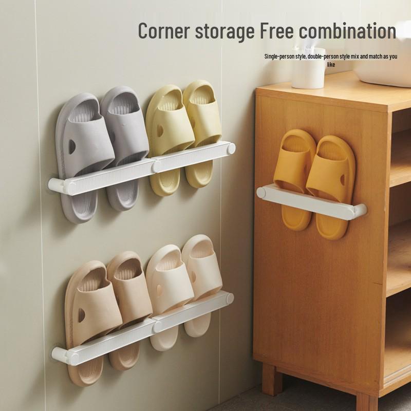 No-Drill Wall-Mounted Bathroom Slipper Storage Rack