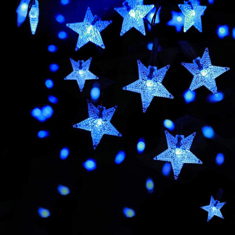 Twinkling LED Solar Pentagram String Lights for Outdoor Christmas Decoration