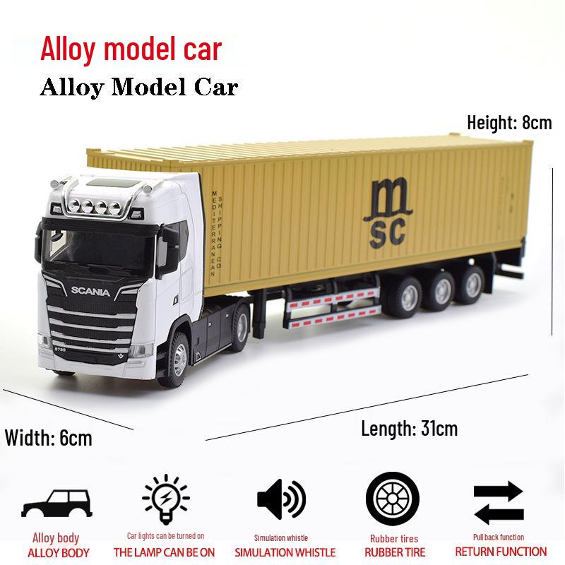 Scania Alloy Container Truck Model - Double-Layer Semi-Trailer Toy
