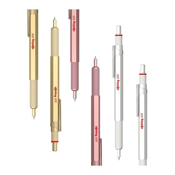 ROTRING 600 Oil-Based Ballpoint Pen, Medium Point, Knock Type, Luxury Brand, Gold, 2183911, Japan Genuine, Full Metal Body, Balanced Weight, Stable