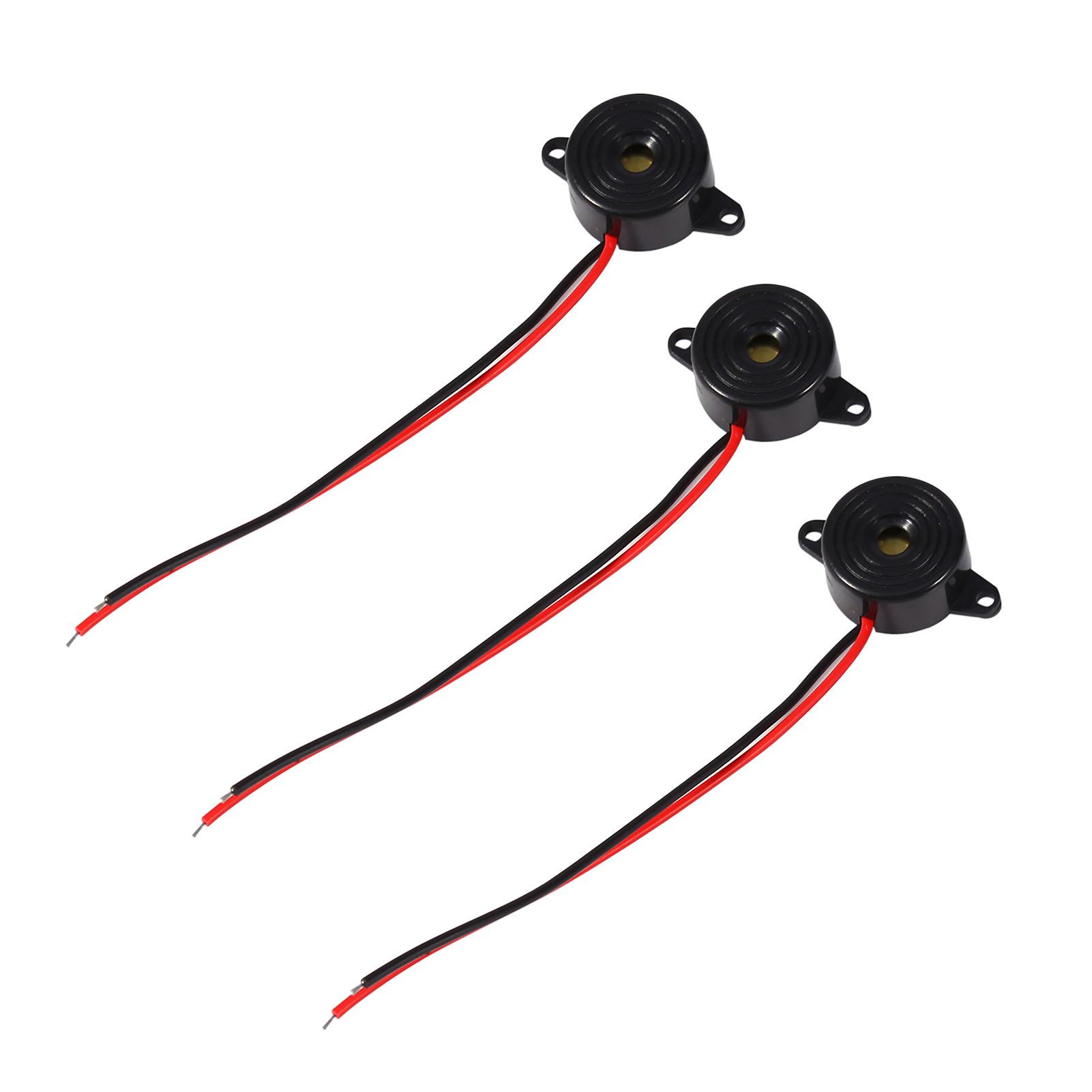 3Pcs Piezoelectric Buzzer Active Sound DC Powered Electronic Sounder 23mm Dia 12mm H 100 L