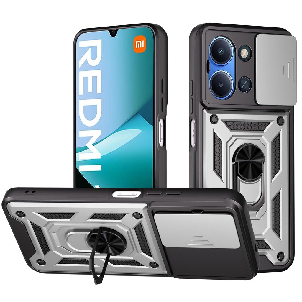 Custodia con protezione fotocamera scorrevole per Redmi 15C Global Custodia con anello di supporto Armor Copri telefono per Redmi 15C 4G Capa