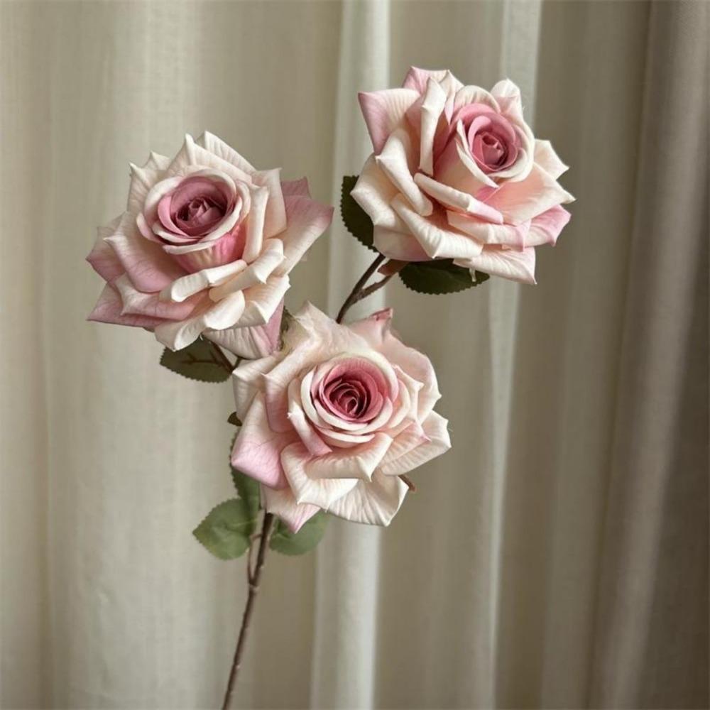 

6 шт. 67 см искусственный цветок мокко роза реалистичный стебель искусственный шелковый букет роз для самостоятельного свадебного домашнего декора центральный элемент отеля день святого валентина день матери 6 Pcs розовый