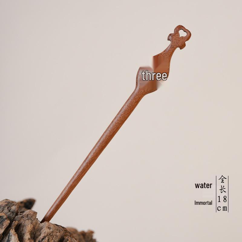 High-End Natural Ebony Wood Hairpin - Extended Chinese Ancient Style Black Hair Bun Accessory