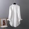Chiffon Shirt Women's Long Sleeved Korean Style Oversized Design Loose Base Shirt Mid-length Shirt