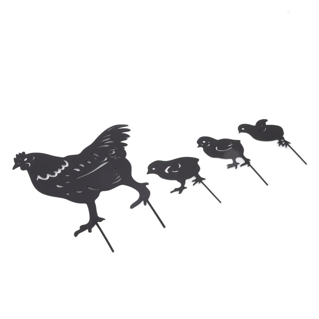 4 Stück Henne Huhn Silhouette Hohl Pfahl Design Niedliches Henne Huhn Design Langlebiges Metall Huhn Hof