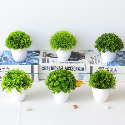 Beautiful Simulation Bonsai Easy Care No Withering Portable Fake Grass Plants Pot Ornament