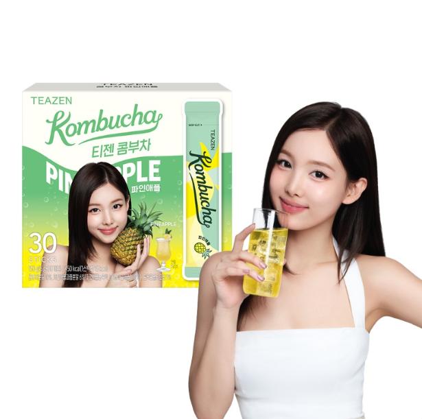 Teazen Kombucha 30 Sticks TWICE Fotokarten Edition | Koreanisches Getränkepulver mit zufälliger Fotokarte