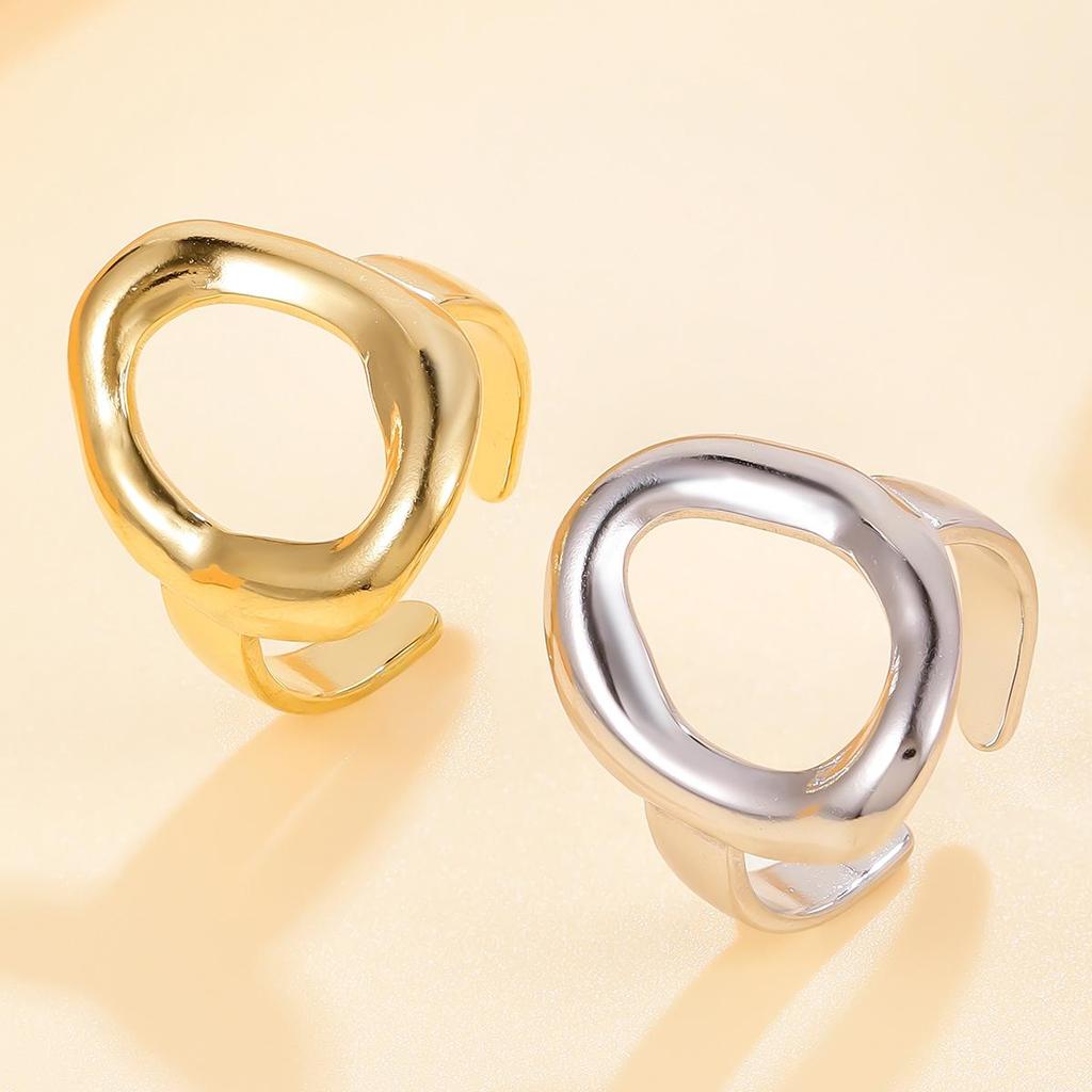 18K Gold Retro Geometric Drum-Shaped Stainless Steel Ring