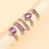 Vintage Purple Rhinestones Ring Set Imitation Crystal Bohemian LuxuryRing for Women Jewelry Wedding Party Accessories Gifts