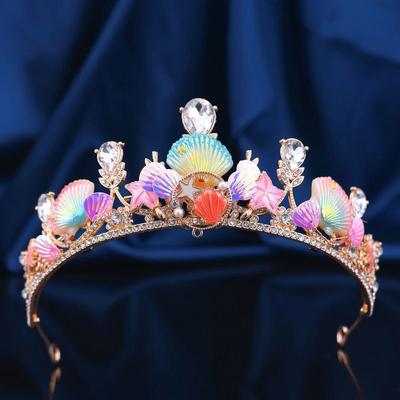 Oceaan Stijl Zeemeermin Kroon Halloween Kostuum met Schelp & Zeester Haaraccessoires Dames Meisjes Verjaardagsfeest Tiara's