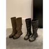 Korean Old Belt Buckle Medium Tube Knight Boots Thick Sole Niche Pile Boots Martin Boots