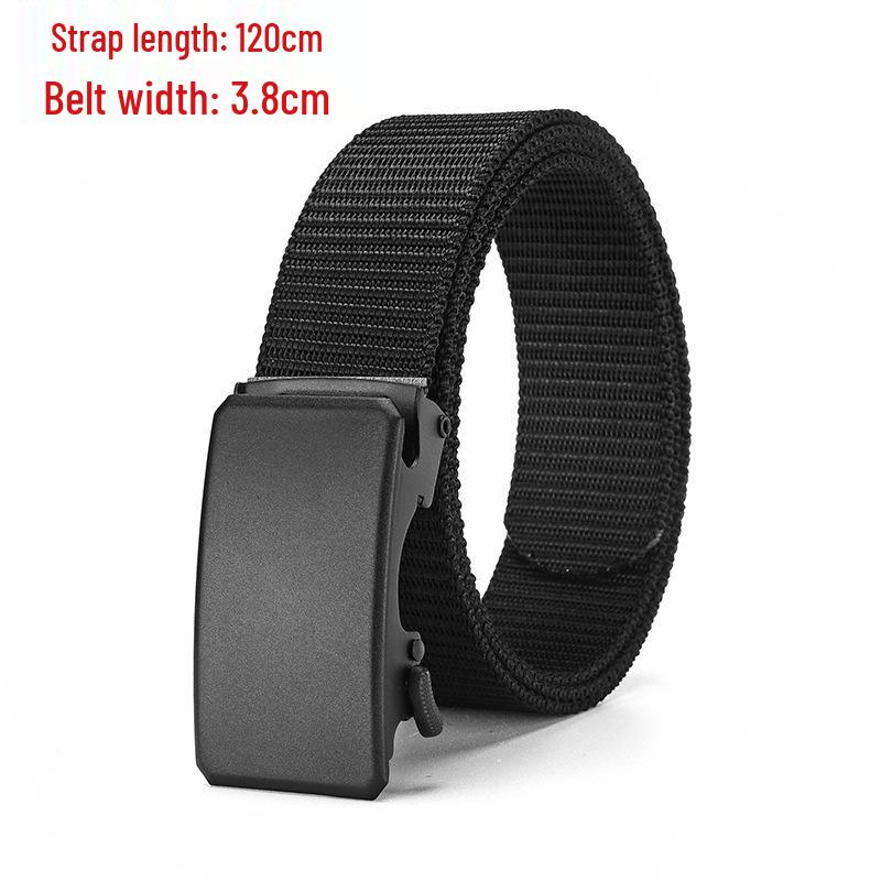 Men's Tactical Canvas & Nylon Woven Belt with Leather Trim - Elastic and High-End Accessory