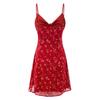 Summer European and American Women's Clothing Red Printing Suspender Dress