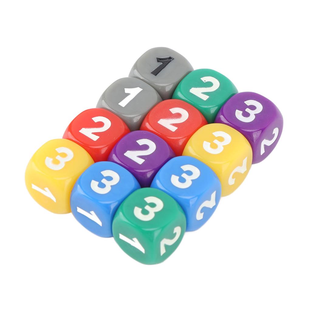 12pcs Six Sided Dice Rounded Corners Plastic Colored Dice for Math Counting Teaching