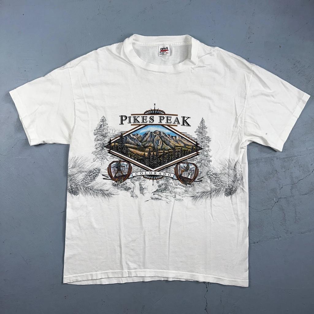 Pikes Peak Colorado Travel Anvil 90s VTG T Shirt Single Stitch Trees Explore