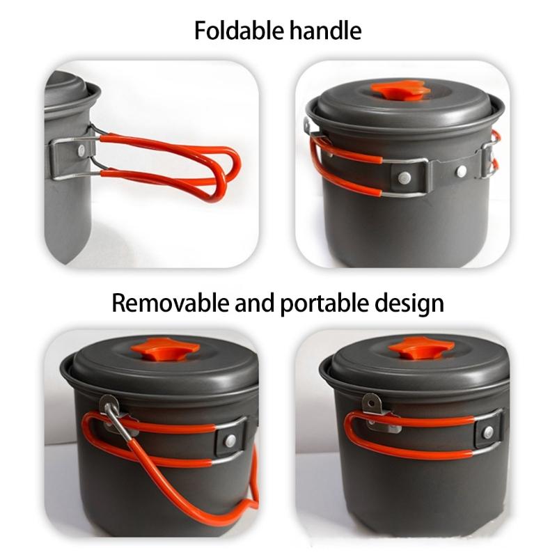 1.4L Aluminum Alloy Camping Pot with Heat Resistant Handle Cooking Pot Suitable for Outdoor Cooking Activity Use