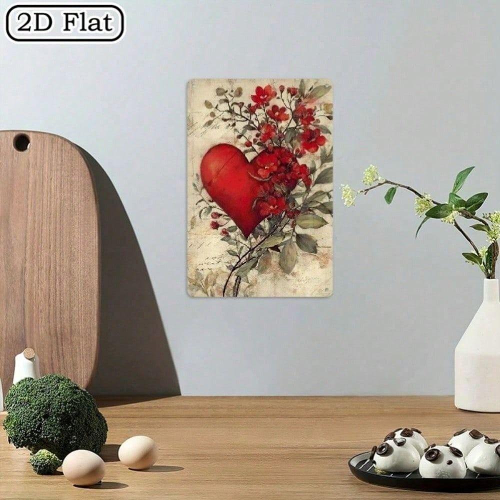 Vintage Metal Poster Heart Love, Wall Art Home Decor