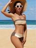 2026 European & American Color Block Bandeau Bikini Swimwear for Women