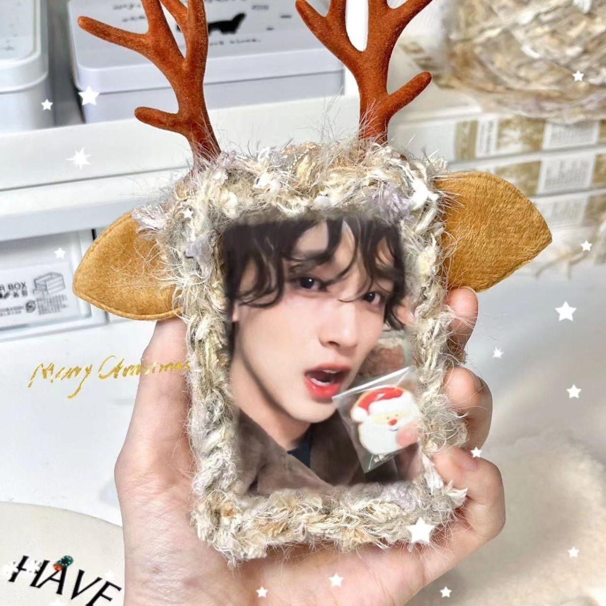 

Рождественская фоторамка ручной работы Кавайные рождественские аксессуары Милые фоторамки 3 дюйма Карточка K-pop айдола Креативные подарки для девочек