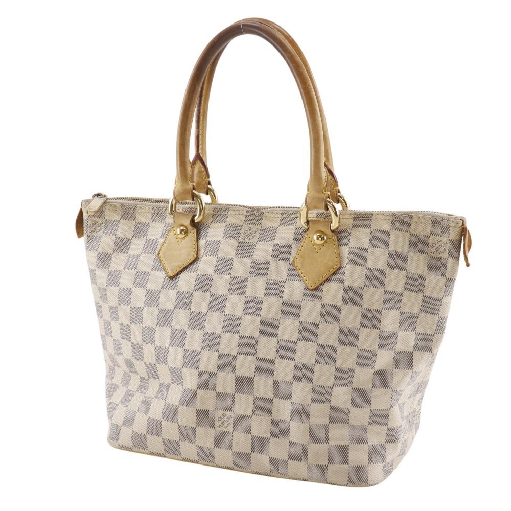 LOUIS VUITTON Saleya PM Handbag N51186 White Damier Azur Canvas Women Used