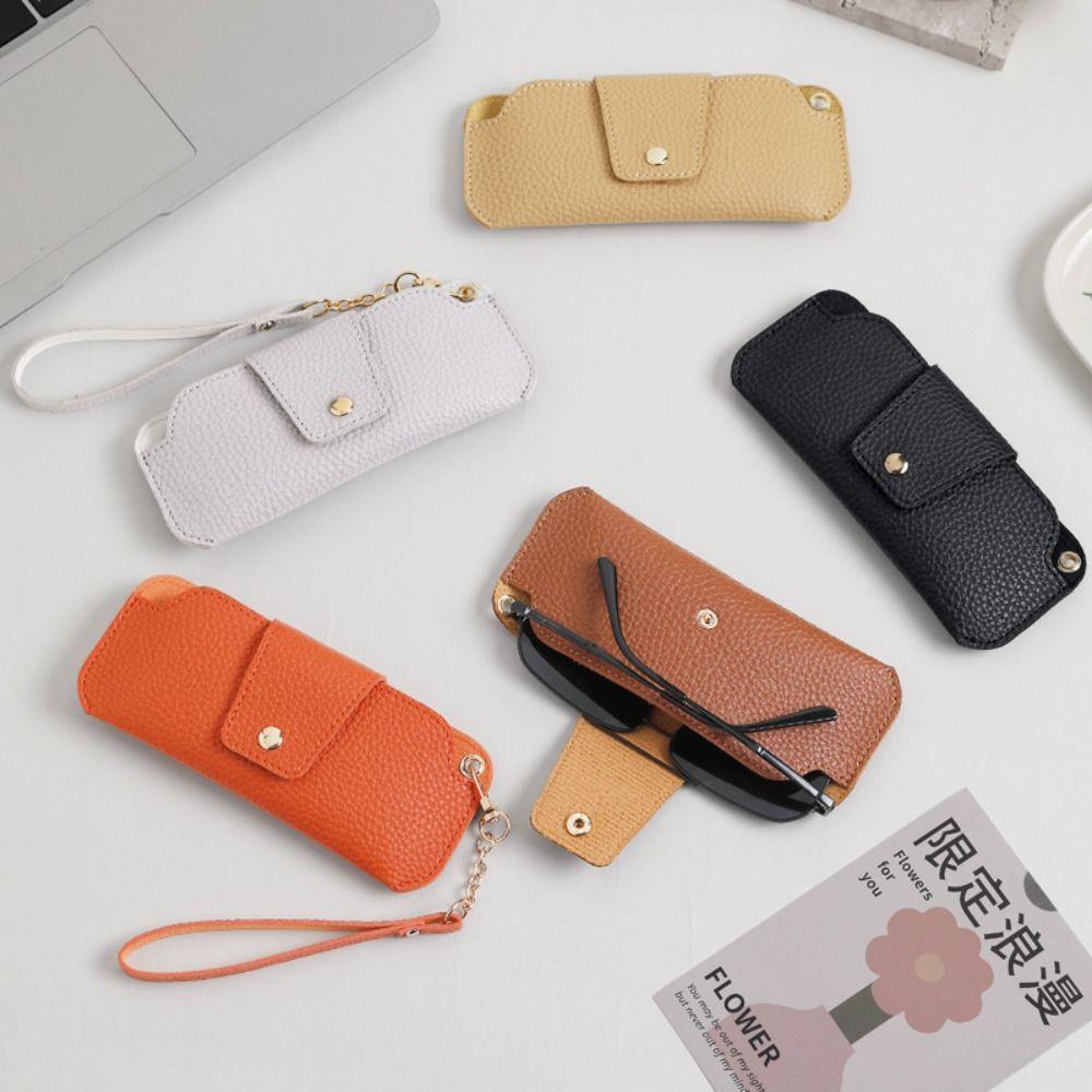 Portable Pu Leather Glasses Bag With Lanyard Sunglasses Eyeglass Bag Glasses Storage Bag Outdoor