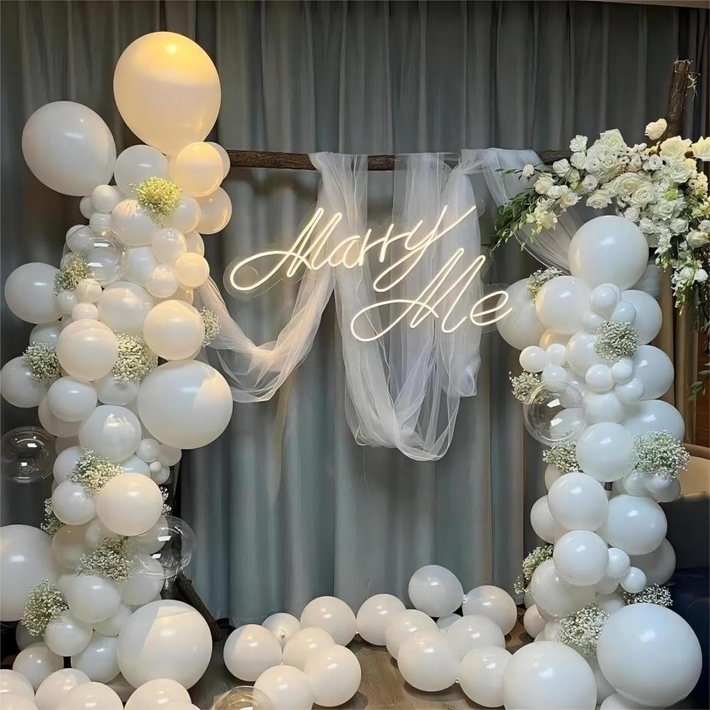 144PCS White Latex Balloon Set Suitable for Birthday Parties, Weddings, Valentine's Day Party Decorations