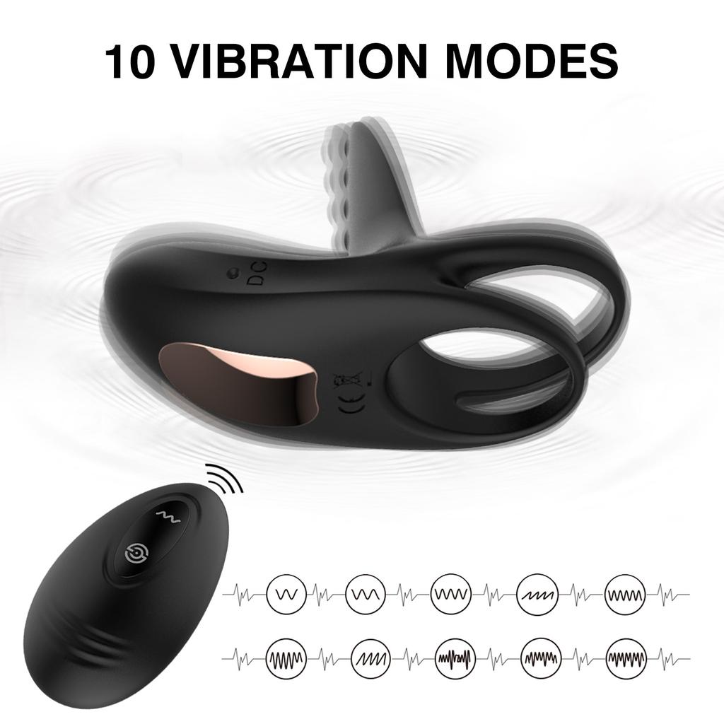 Sex Shops High Quality Silicone Dual Cock Ring Vibrator for Male Penis Enlarger Ring