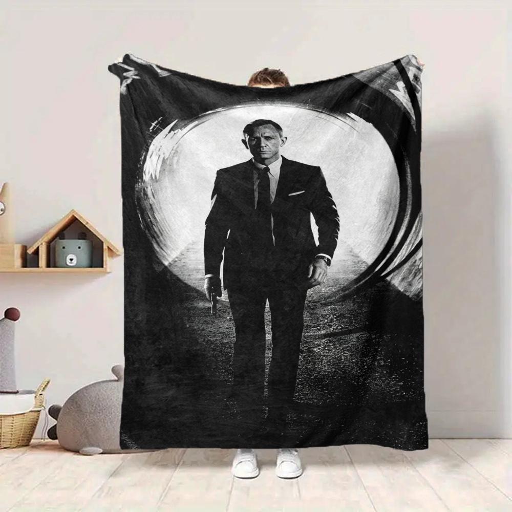 1Pc James Bond Shadows Blanket Soft And Comfortable Casual Warm Camping Travel Christmas Halloween Xmas Gift Em92429