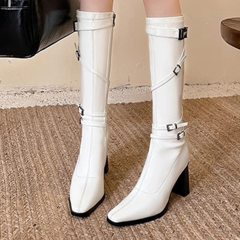 High Heels Women Knee High Boots Pointed Toe Fashion Sexy Shoes Winter Designer High Boots 2025 Luxury Pumps Chunky Botas Mujer