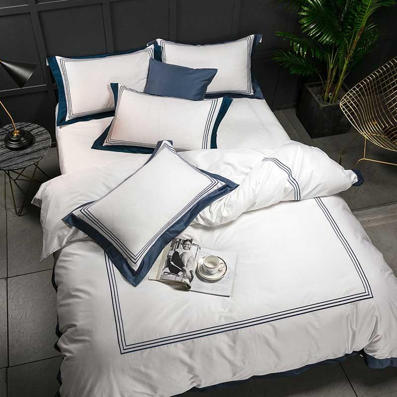 WTEMPO Europe Style Jacquard Bedding Set 4pcs Lace Bedclothes Bed Set Satin Duvet Cover Sheet Set